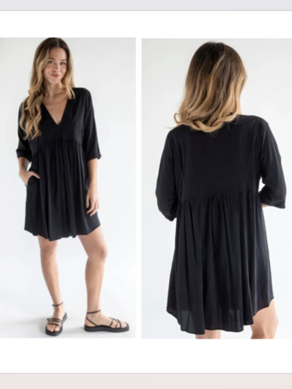 NATURAL LIFE Stella V-Neck Dress - Babydoll / Mini Dress